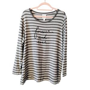 Sunday Woman 1X‎ Striped Long Sleeve Top Forever and Ever Tunic